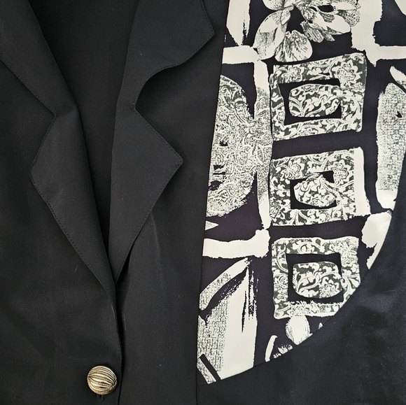 Vintage Matches Blazer Jacket Size 8 Black Oversized Elastic Waist Shoulder Pads - Picture 5 of 9